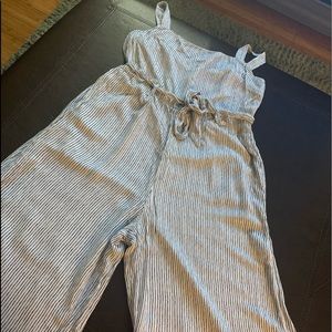 Black and white pin stripe jumpsuit with pockets